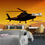 3D Agusta A109S Grand Silhouette Sunset Wall Mural Wallpaper GD 5443- Jess Art Decoration