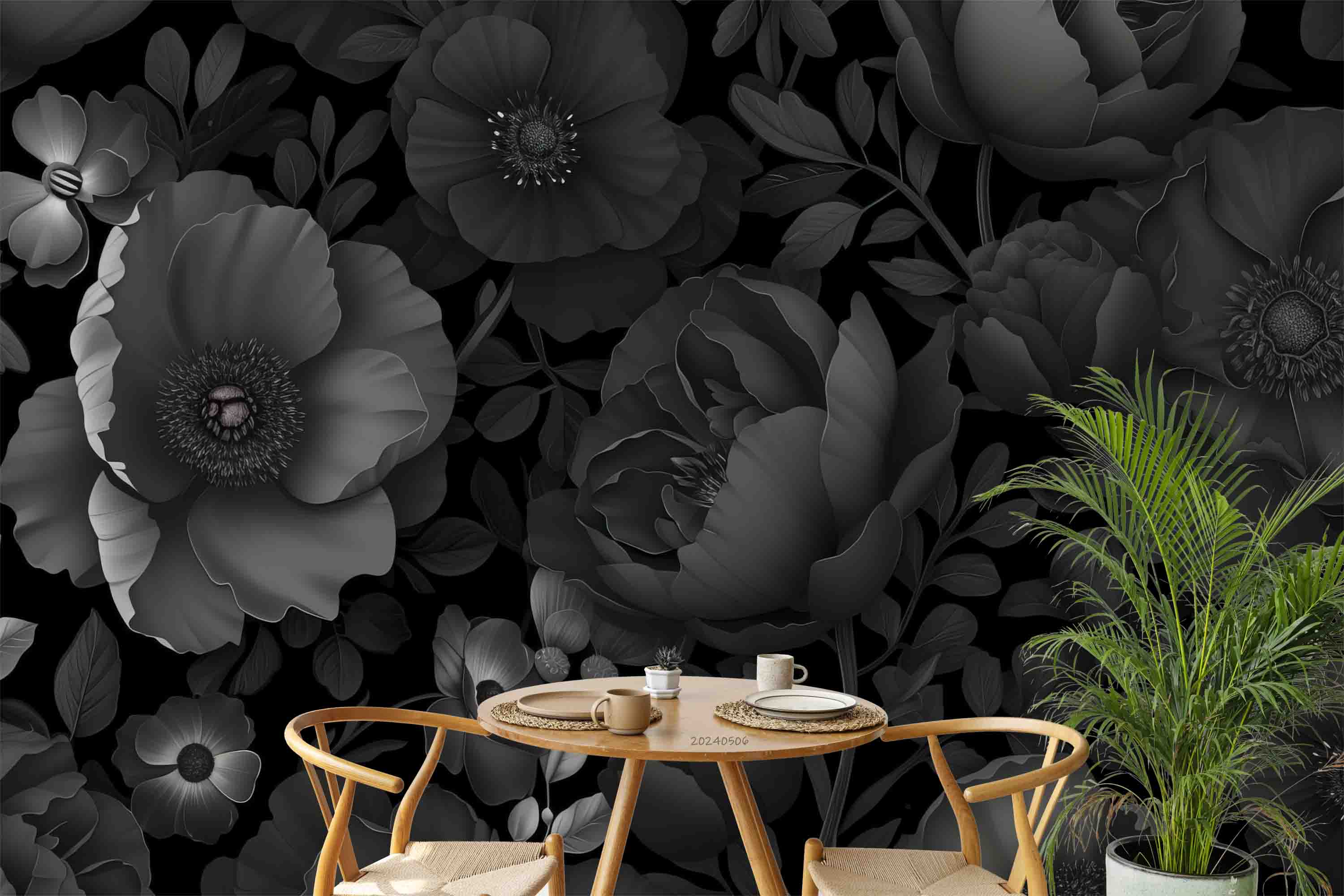 3D Abstract Black Floral Pattern Wallpaper Wall Mural Wall Decor Wall Art Wall Sticker Remoable Wallpaper