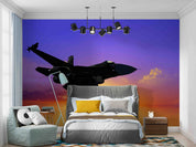 3D Jet Airplane Sky Background Wall Mural Wallpaper GD 5479- Jess Art Decoration