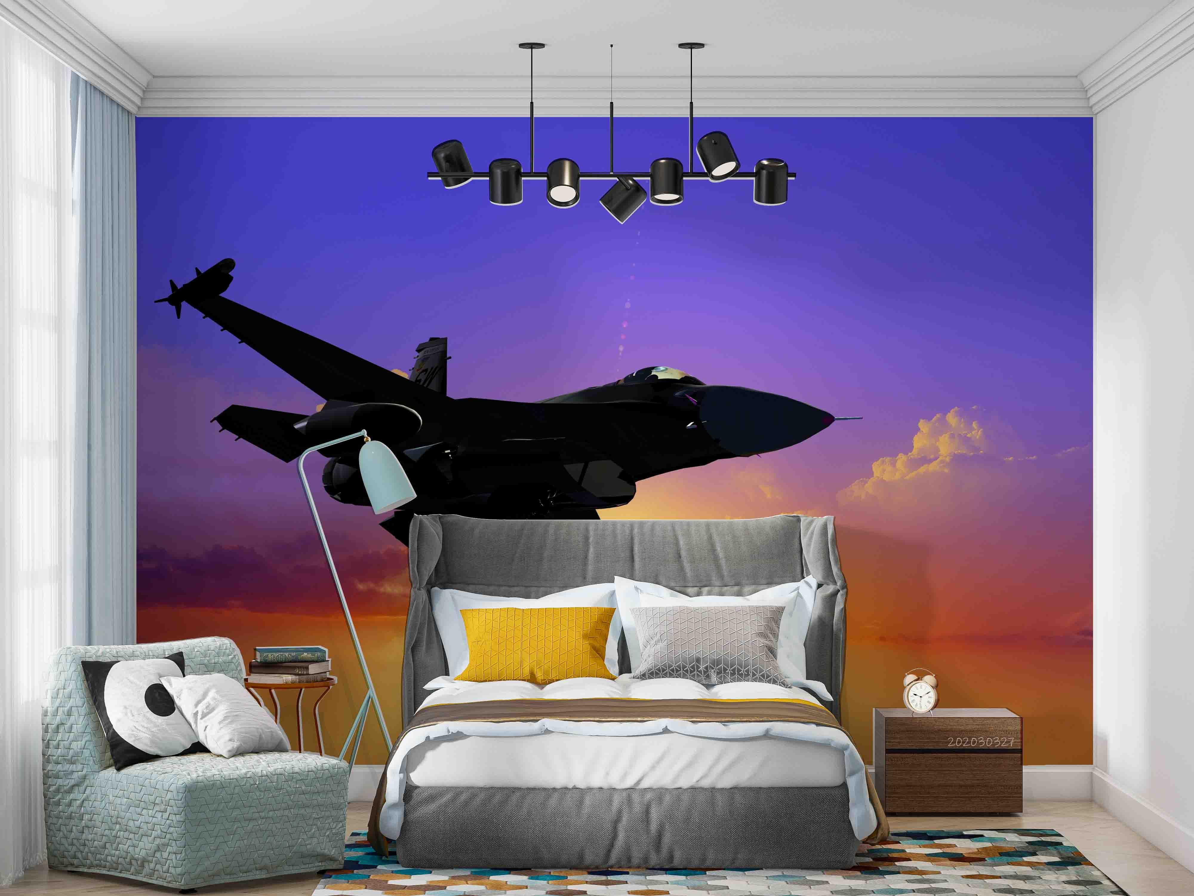 3D Jet Airplane Sky Background Wall Mural Wallpaper GD 5479- Jess Art Decoration