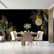 3D Silver Gold Tropical Leaf Frame Wall Mural Wallpaper GD 3337- Jess Art Decoration