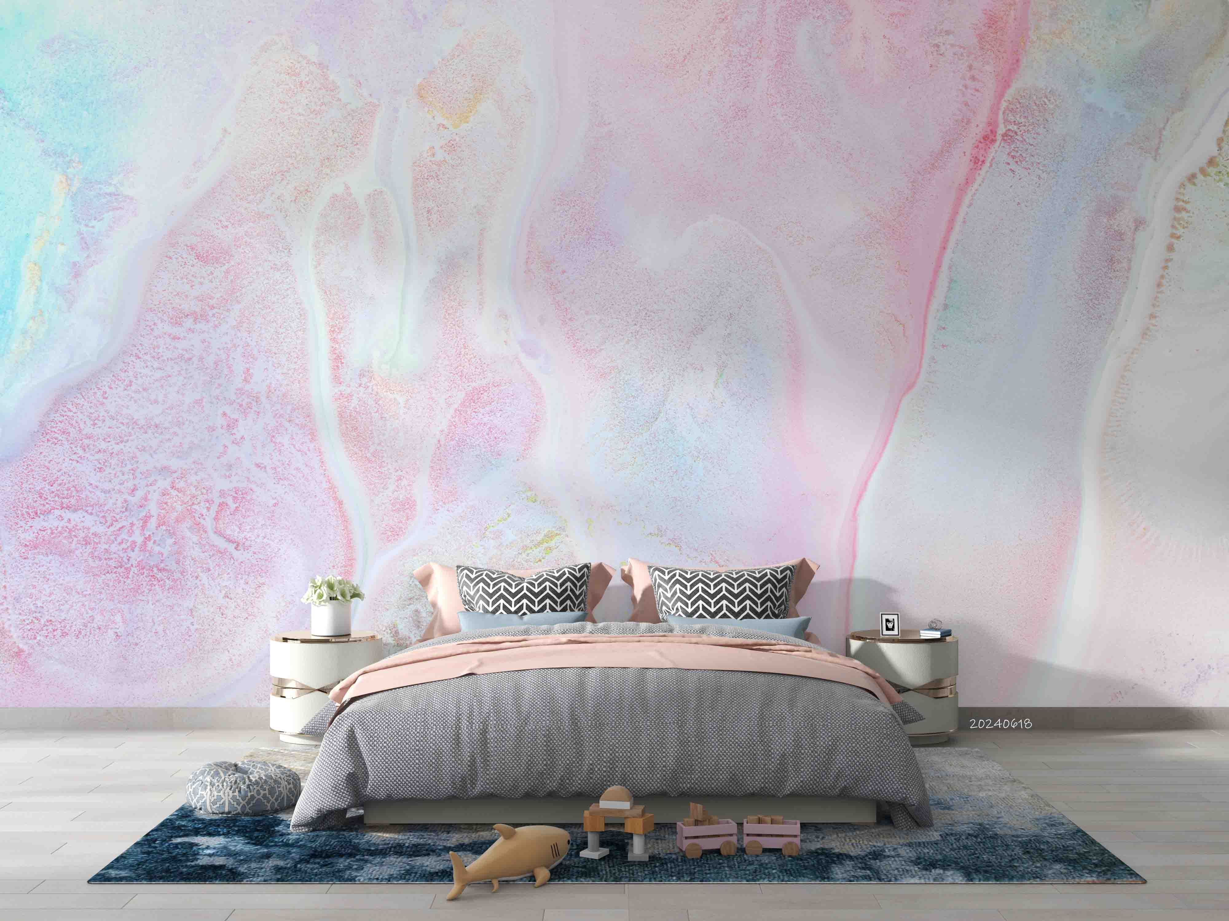 3D Abstract Damaskeen Float Wave Wall Mural Wallpaper YXL 607