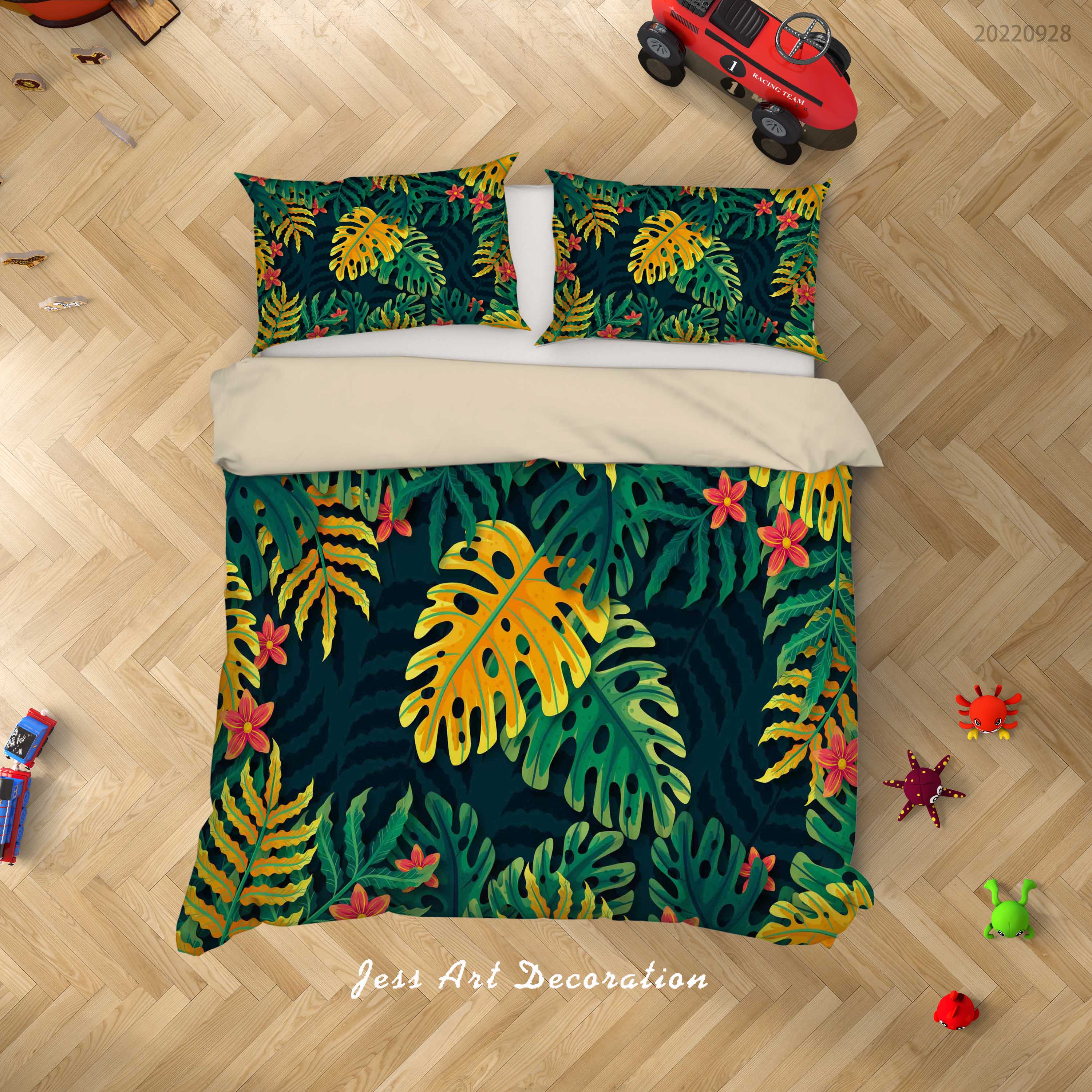 3D Selva Leaf Green Quilt Cover Set Bedding Set Duvet Cover Pillowcase 334