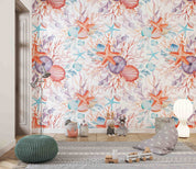 3D Animal Starfish Conch Coral Fish Sea Wall Mural Wallpaper YXL 61