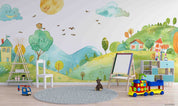 3D Childcare Nursery School Cartoon Kids Landscape Wall Mural Wallpaper JN 58