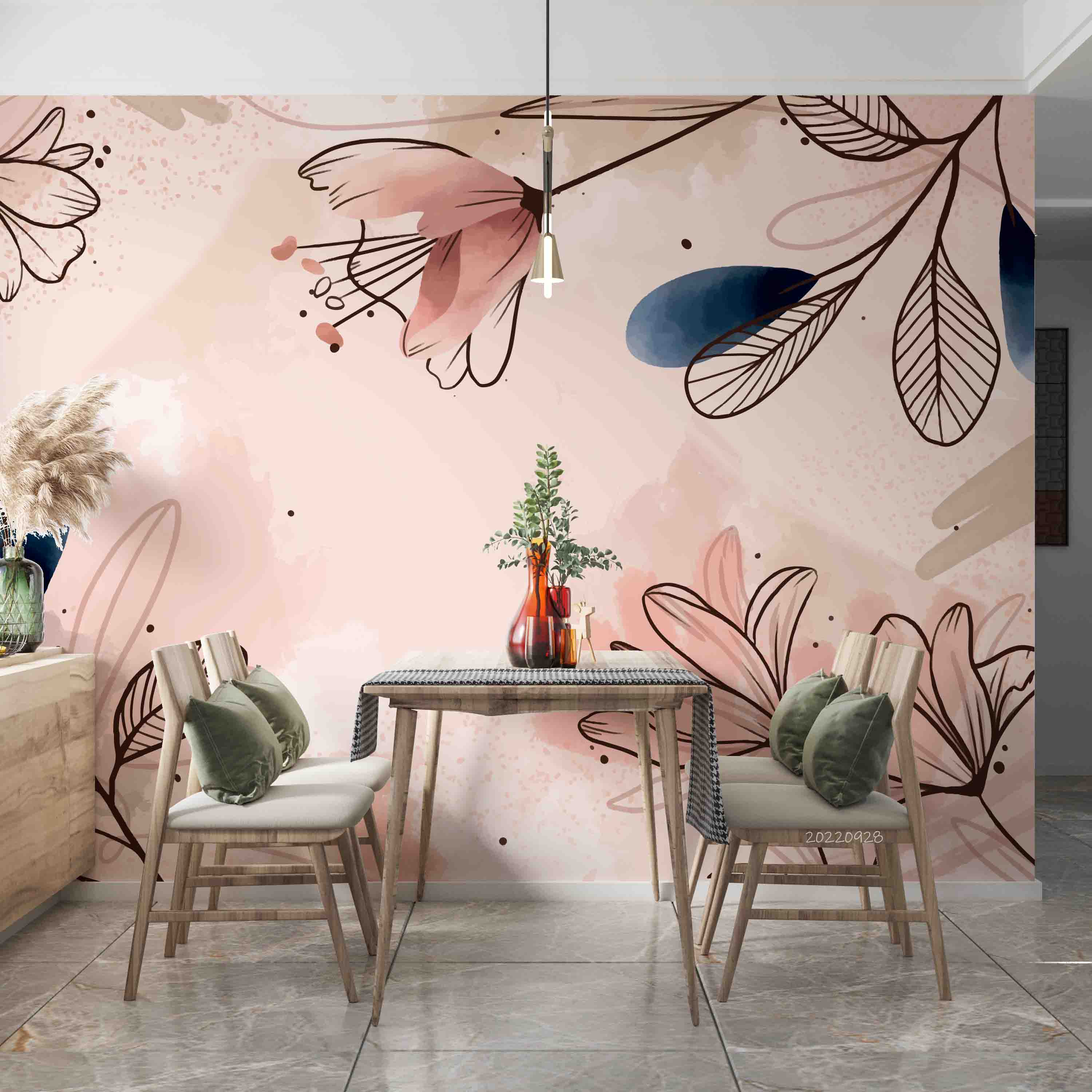 3D Hand Drawn Watercolor Floral Wall Mural Wallpaper GD 3361- Jess Art Decoration