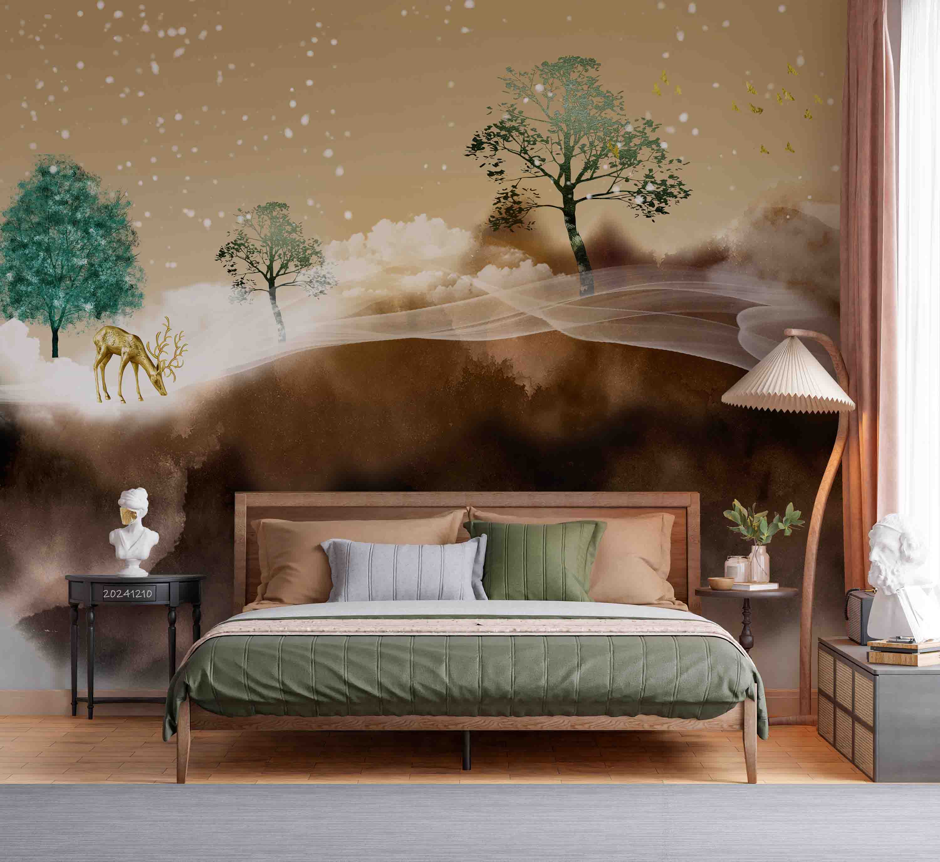 3D Gold Landscape Oil Painting Wallpaper Wall Mural Wall Decor Wall Art Wall Sticker Remoable Wallpaper 3