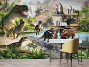 3D Jurassic Dinosaurs Jurassic dinosaur jungle mural wall mural wallpaper for kids room