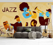 3D Rockstar Person Musical Instruments Piano Trumpet Mike Wall Mural Wallpaper YXL 06- Jess Art Decoration