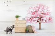3D Tree Oriental Bird Stone Wall Mural Wallpaper YXL 2818