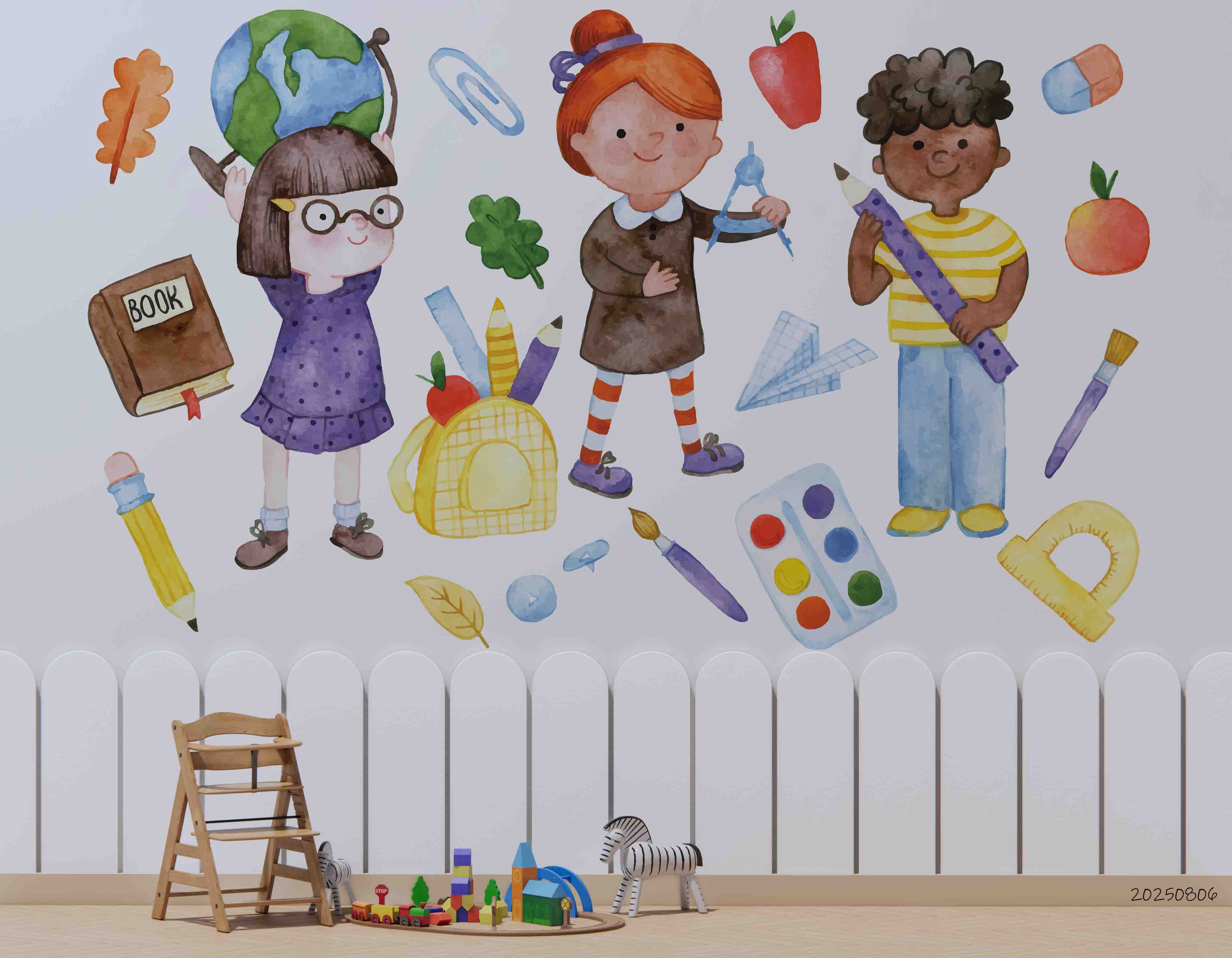 3D Childcare Nursery School Cartoon Child Wall Mural Wallpaper JN
