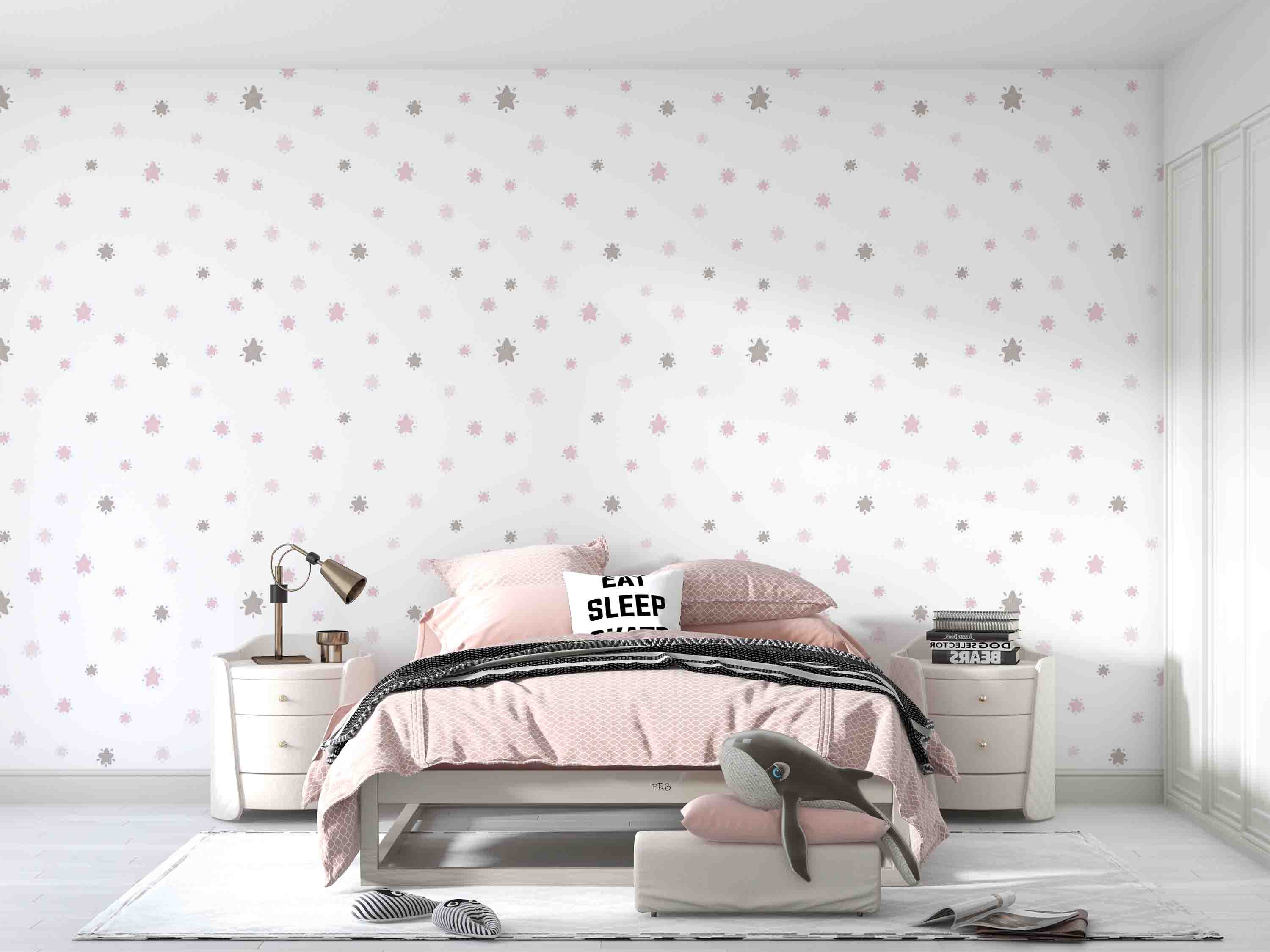 3D Star Pattern White Background Wall Mural Wallpaper GD 4538- Jess Art Decoration