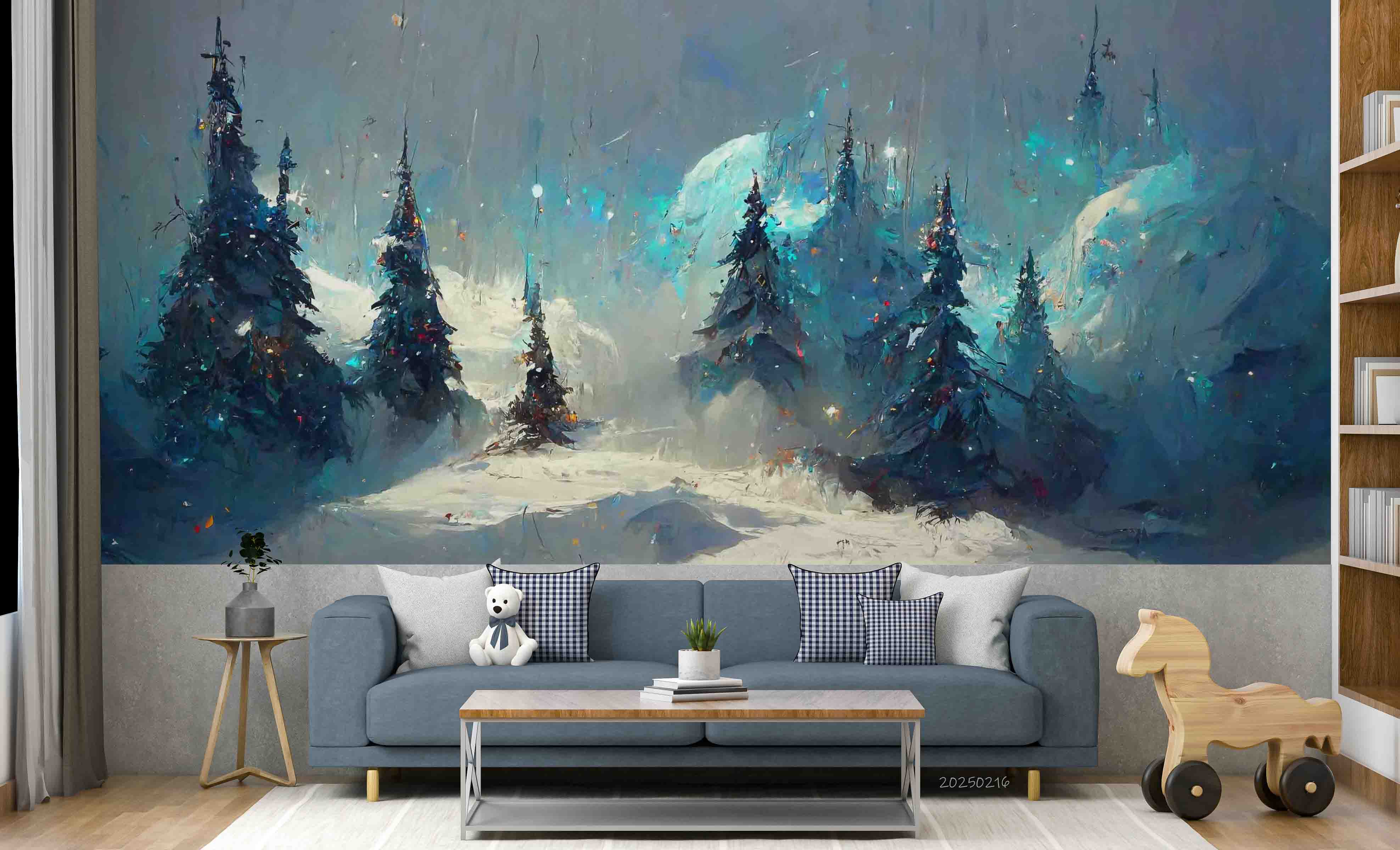 3D Winter Pine Forest Landscape Oil Painting Wallpaper Wall Mural Wall Decor Wall Art Wall Sticker Remoable Wallpaper LQH