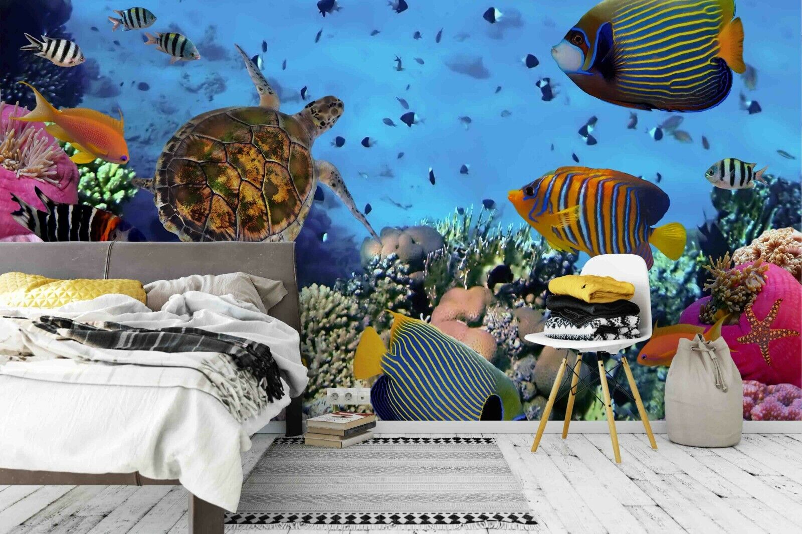 3D Sea Turtle Coral Reef sea turtle coral reef ocean mural wall mural wallpaper for kids room