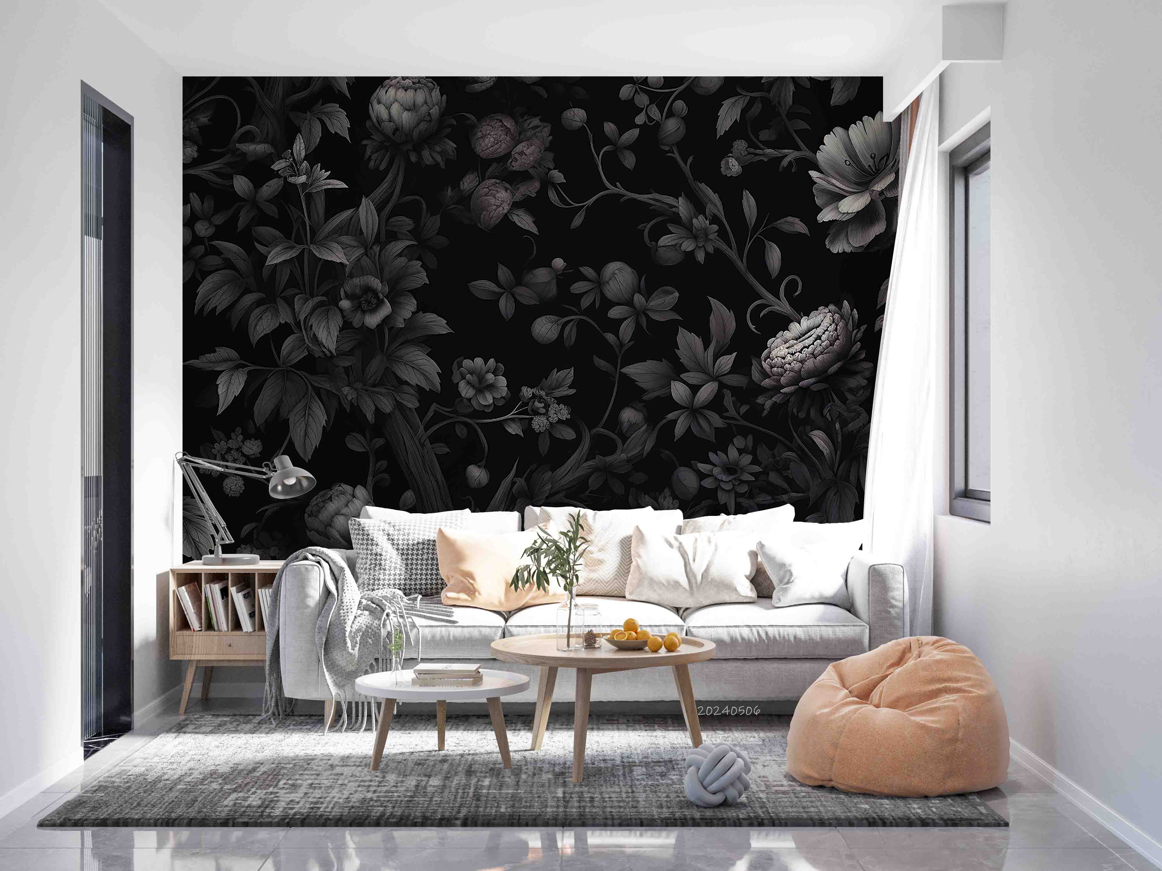3D Vintage Black Floral Leaf Wallpaper Wall Mural Wall Decor Wall Art Wall Sticker Remoable Wallpaper