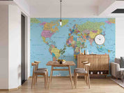 3D Graffiti World Map Letter Blue Wall Mural Wallpaper YXL 2647