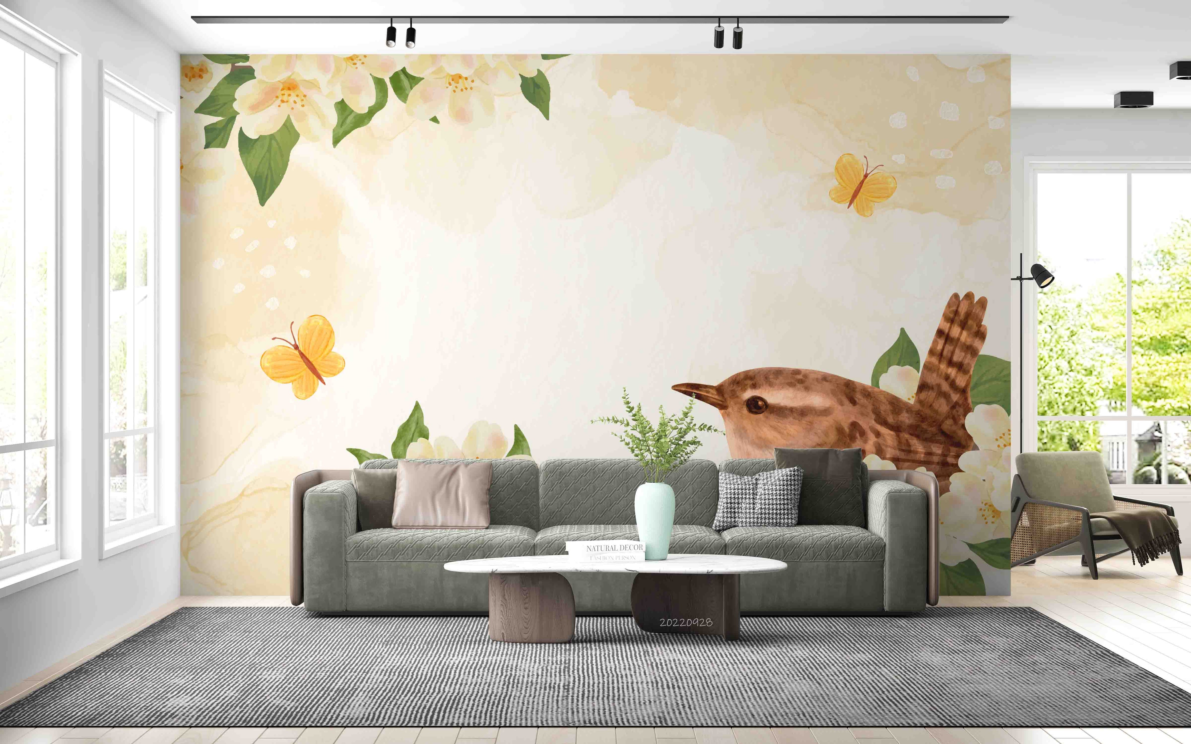 3D Watercolor Spring Floral Background Wall Mural Wallpaper GD 3298- Jess Art Decoration