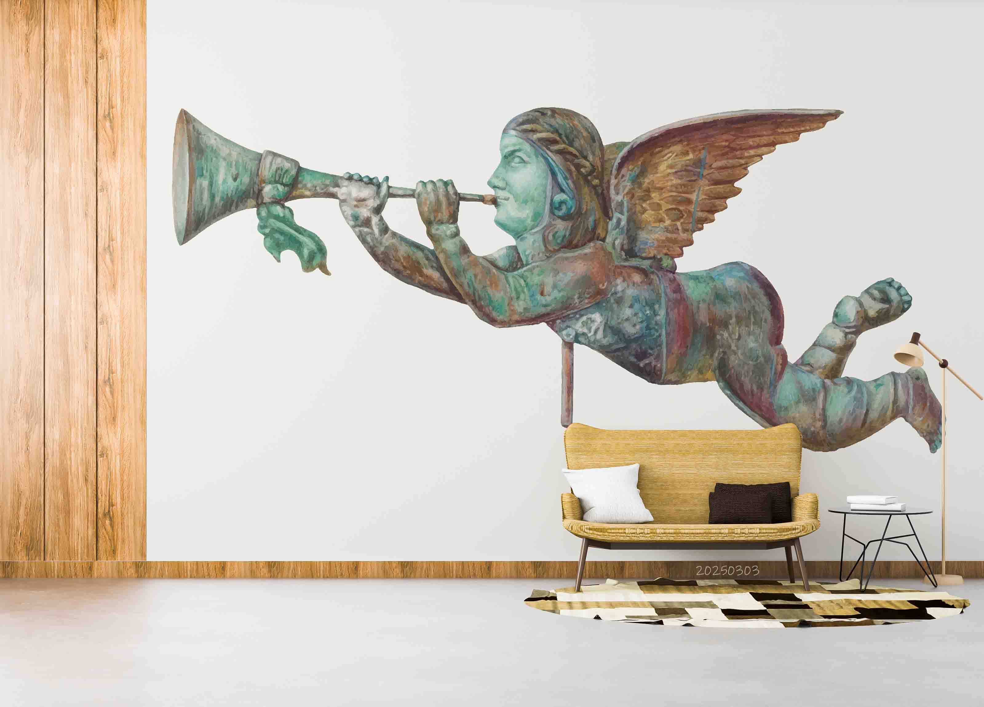 3D Hand Drawn Angel Sculpture Wallpaper Wall Mural Wall Decor Wall Art Wall Sticker Remoable Wallpaper LQH