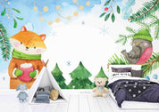 3D Cartoon Winter Forest Animal Fox Kids Wallpaper Wall Mural Wall Decor Wall Art Wall Sticker Remoable Wallpaper