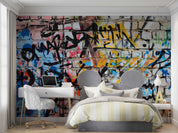 3D Graffiti Brick Letter Black Blue Wall Mural Wallpaper YXL 22- Jess Art Decoration