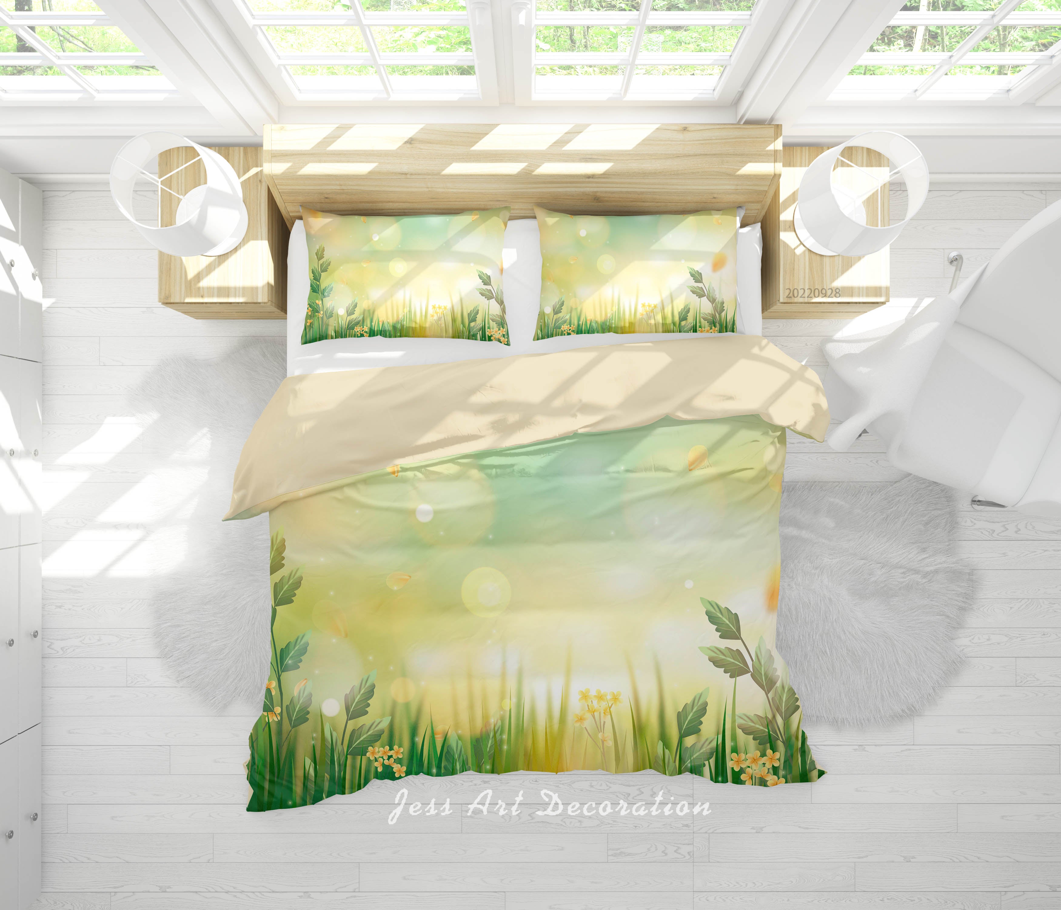 3D Floral Leaf Small Daisy Sunlight Quilt Cover Set Bedding Set Duvet Cover Pillowcase 319