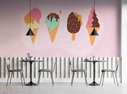 3D Ice Cream Pink Chocolate Spread Wall Mural Wallpaper YXL 2298