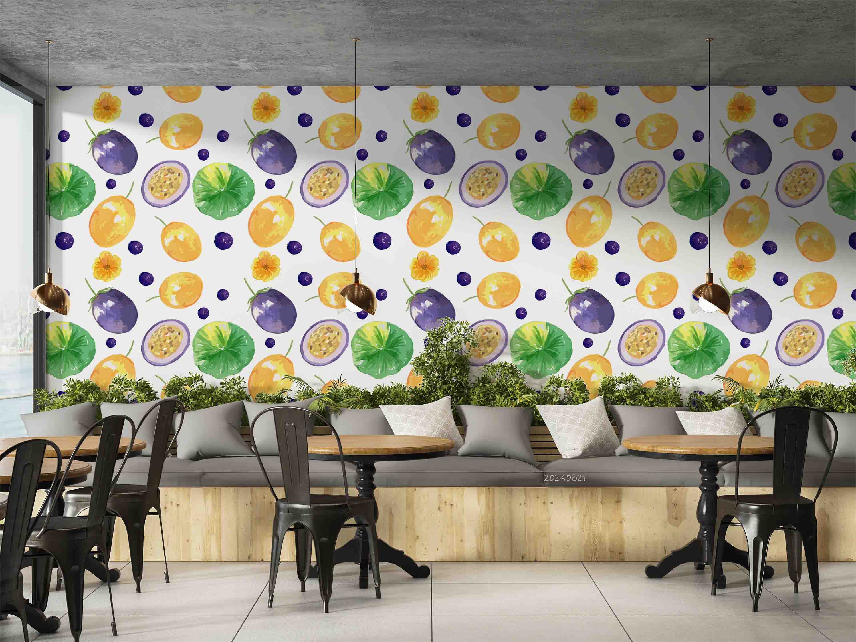3D Passion Fruit Floral Lemon Wall Mural Wallpaper YXL 291