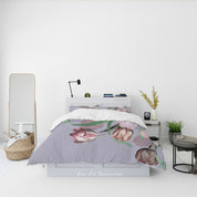 3D Floral Peony Leaf Violet Quilt Cover Set Bedding Set Duvet Cover Pillowcase 134