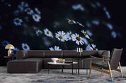 3D Blue Floral Bouquet Dark Background Wallpaper Wall Mural Wall Decor Wall Art Wall Sticker Remoable Wallpaper