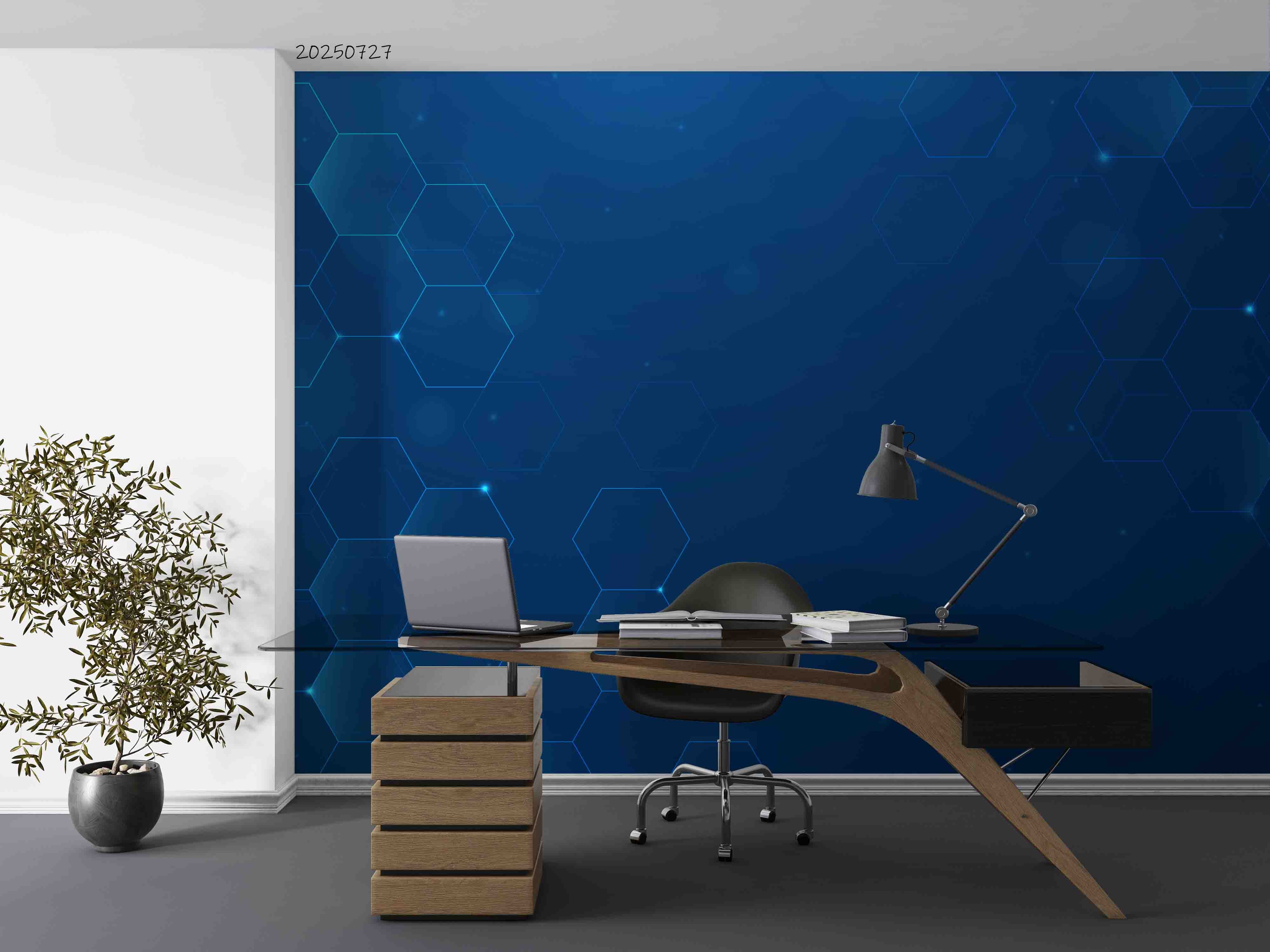 3D Office Business Technology Particle Mesh Wall Mural Wallpaper 5