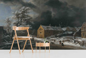 3D Oil Painting Winter House Trees Rural Scenery Wall Mural Wallpaper GD 3010- Jess Art Decoration