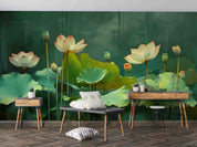 3D Watercolor Lotus Leaf Green Wallpaper Wall Mural Wall Decor Wall Art Wall Sticker Remoable Wallpaper