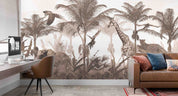 3D Animal Tree Elephant Giraffe  Parrot Cheetah Wall Mural Wallpaper YXL 2551