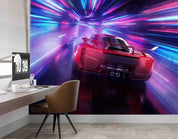 3D Neon Red Sports Car Wallpaper Wall Mural Wall Decor Wall Art Wall Sticker Remoable Wallpaper