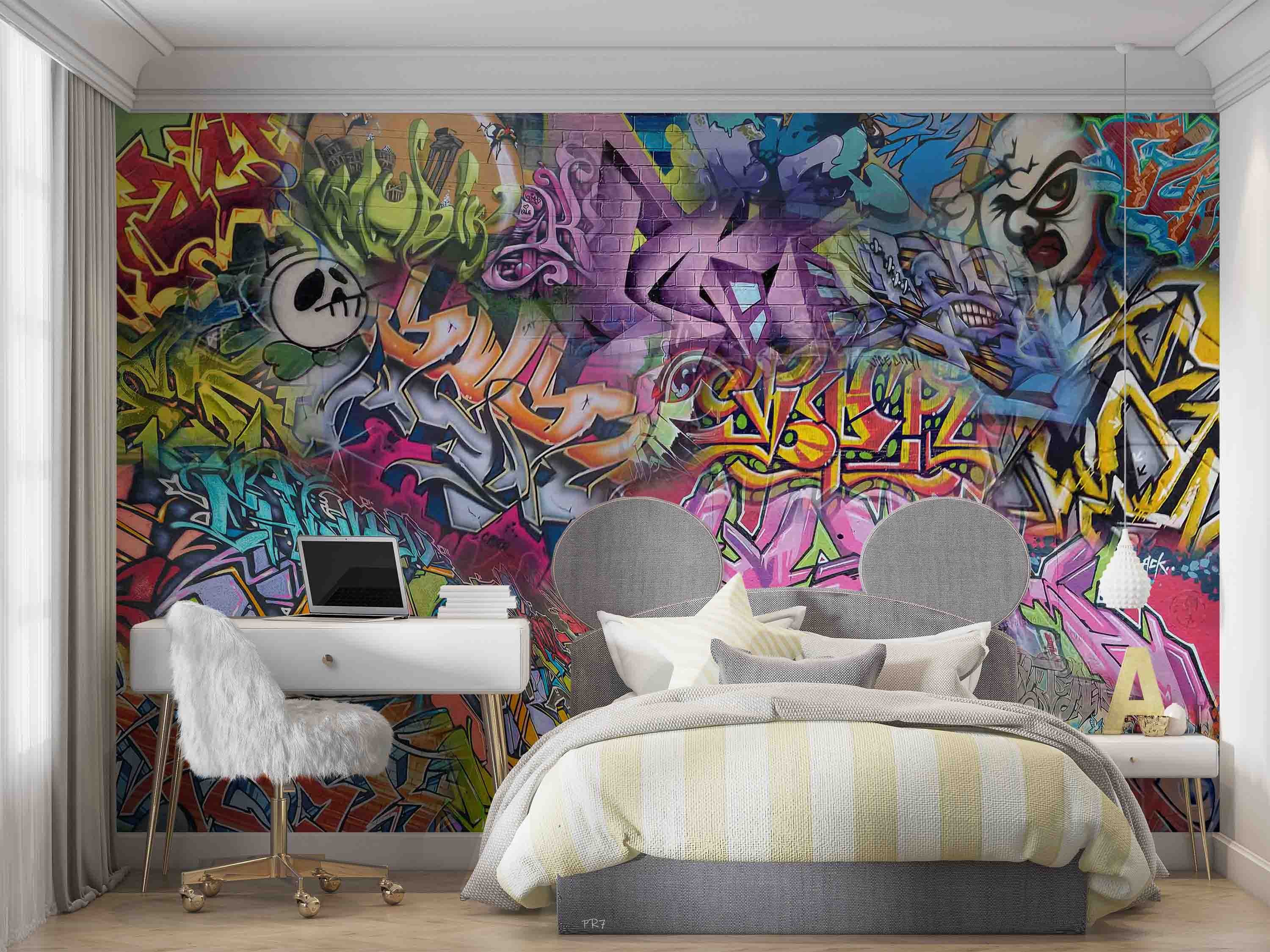 3D Abstract Art Graffiti Colorful Wall Mural Wallpaper GD 4435- Jess Art Decoration