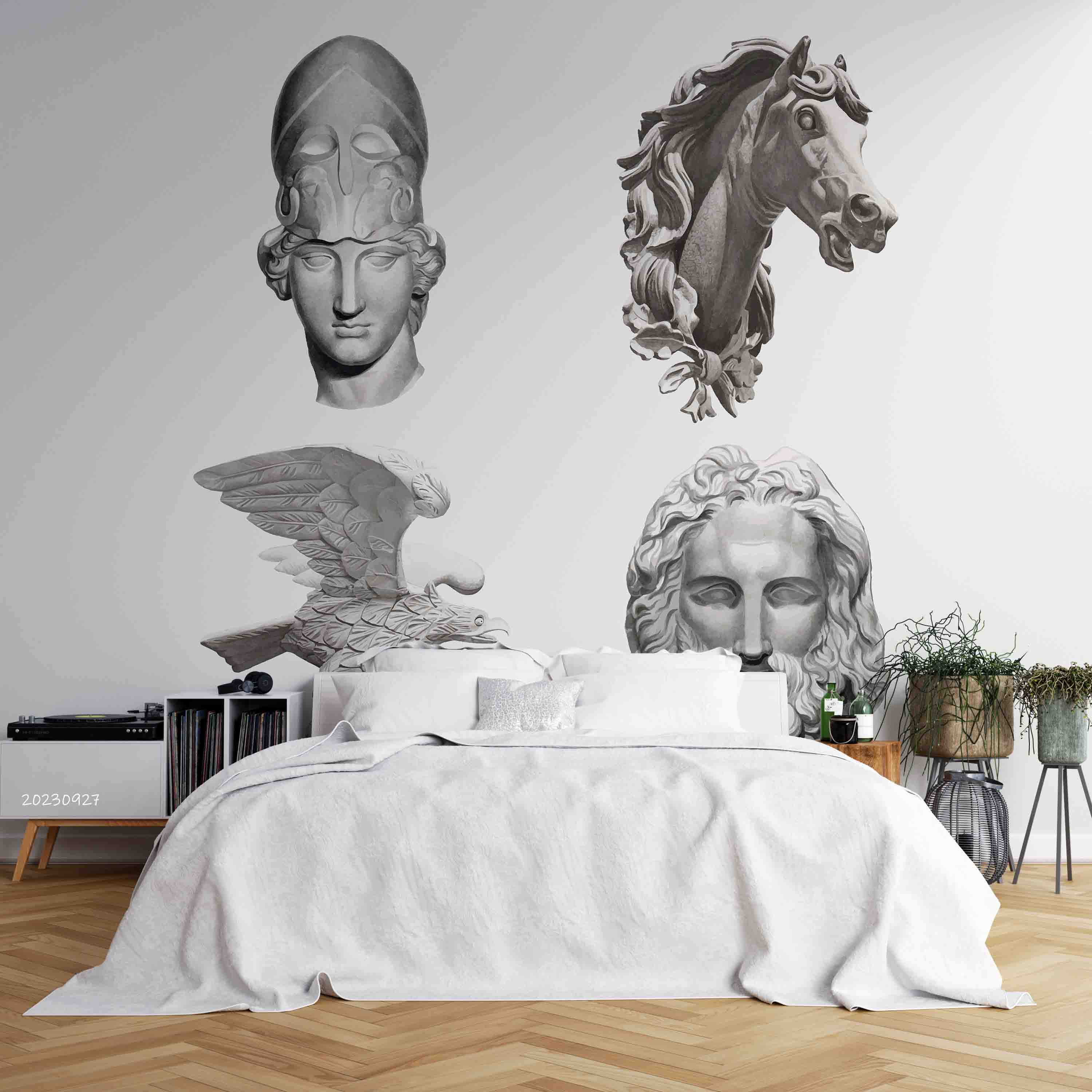 3D Sculpture Horse Eagle Head Wall Mural Wallpaper YXL 2418