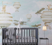 3D Hydrogen Balloon Aircraft Sky Cloud Wall Mural Wallpaper YXL 402