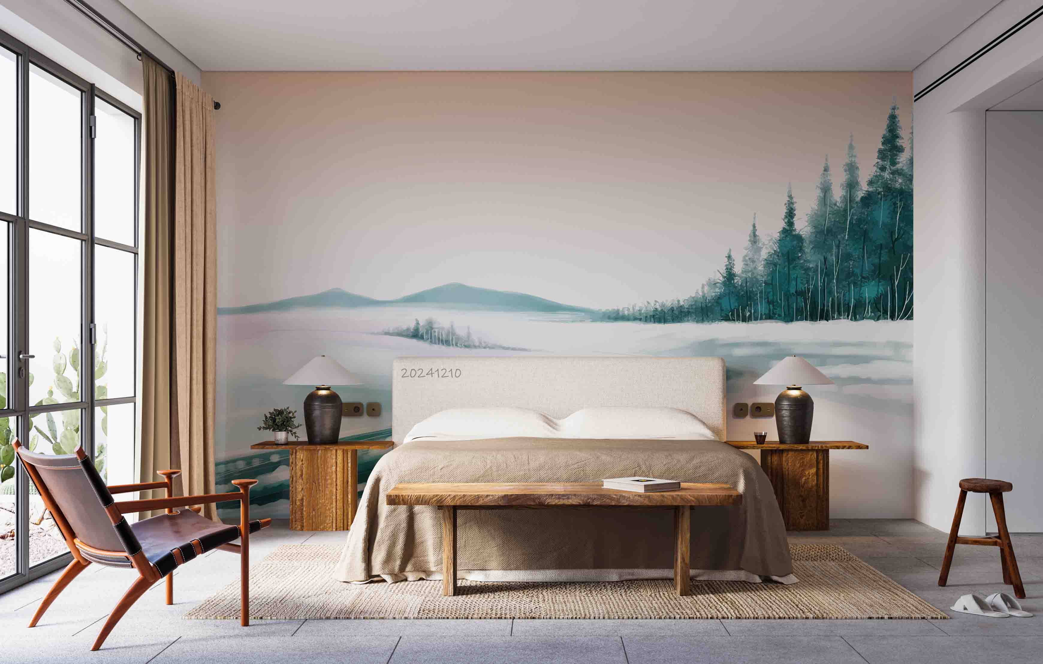 3D Winter Christmas Tree Landscape Wallpaper Wall Mural Wall Decor Wall Art Wall Sticker Remoable Wallpaper LQH 2