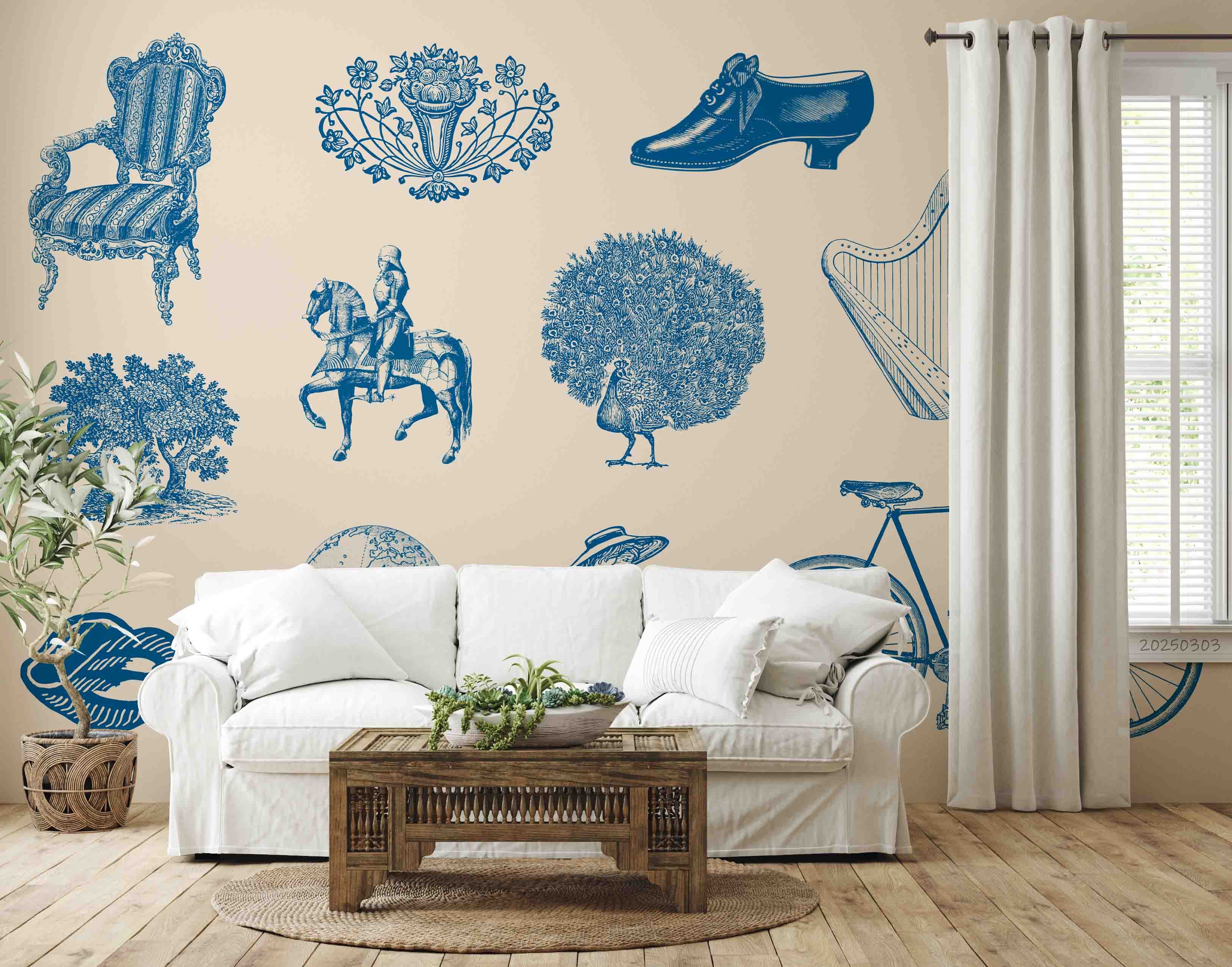3D Abstract Chair Bicycle Pattern Wallpaper Wall Mural Wall Decor Wall Art Wall Sticker Remoable Wallpaper LQH
