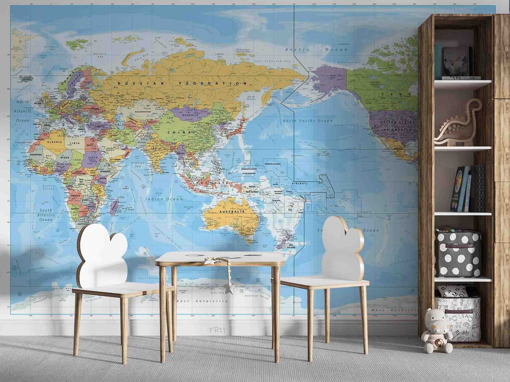 3D Detailed World Map Wall Mural Wallpaper GD 4927- Jess Art Decoration