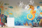3D Sea Coral Starfish Sea Horse Jellyfish Wall Mural Wallpaper YXL 677