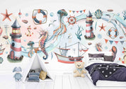3D Animal Sea Horse Octopus Rudder Sailing Starfish Wall Mural Wallpaper YXL 39