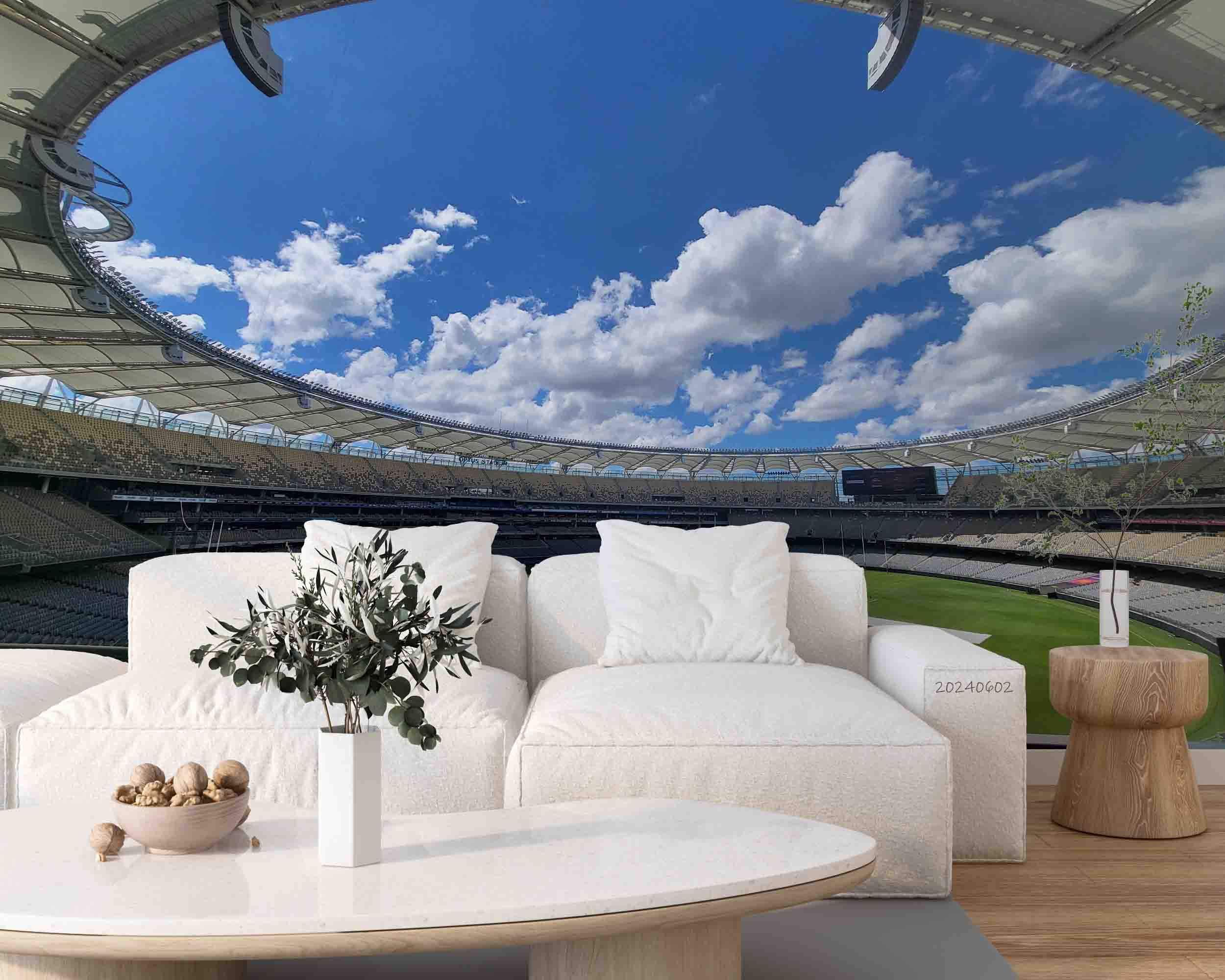 3D Architecture Stadium Sky Cloud Auditorium Wall Mural Wallpaper YXL 459