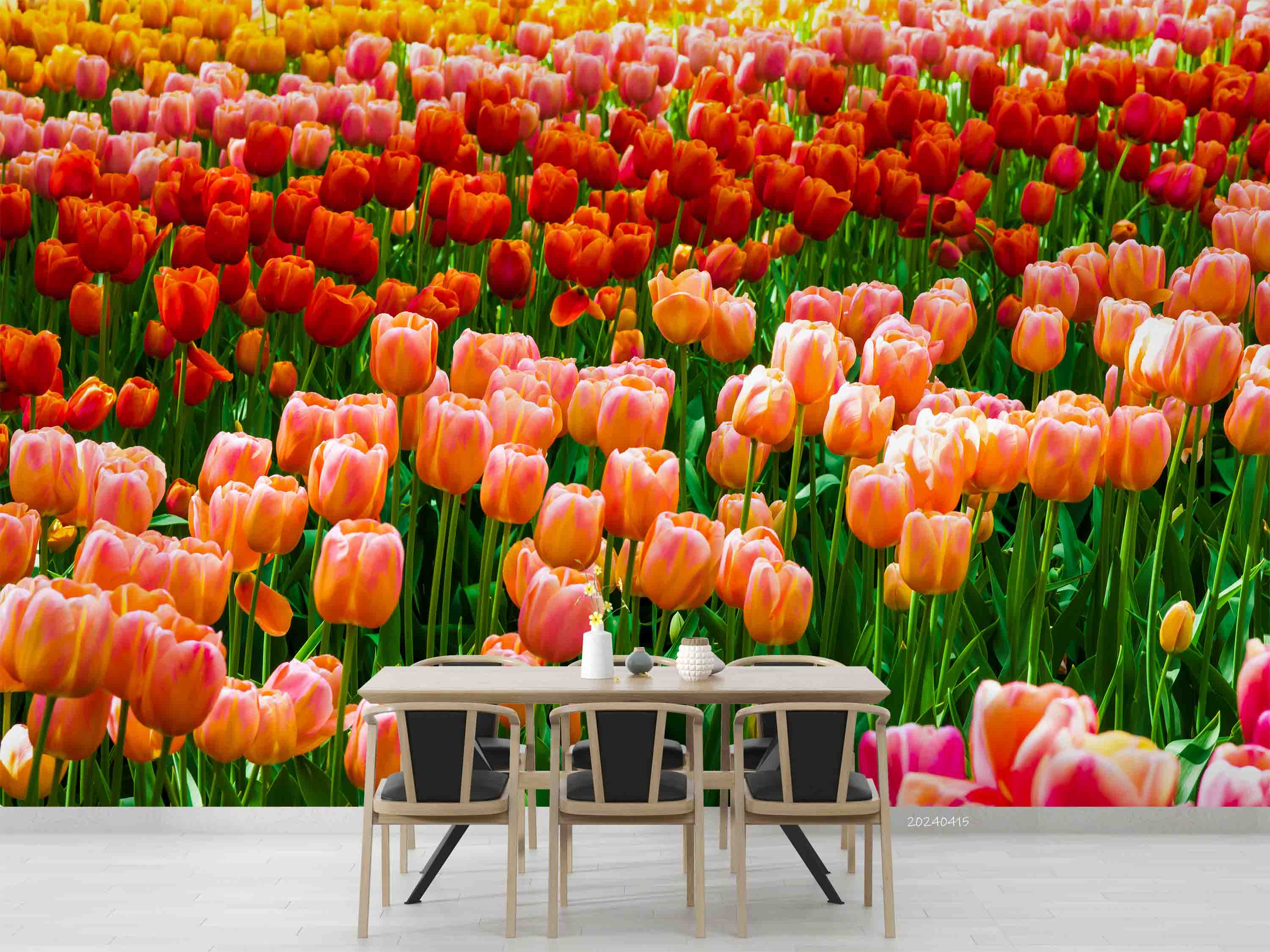 3D Colorful Tulip Flower Wallpaper Wall Mural Wall Decor Wall Art Wall Sticker Remoable Wallpaper