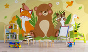 3D Childcare Nursery School Cartoon Animals Kids Wall Mural Wallpaper JN 16
