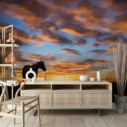 3D Horse Grazing During Sunrise Southeast Wyoming Wall Mural Wallpaper GD 5344- Jess Art Decoration