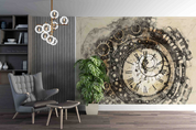 Wall Clock Round Gear Contemporary Wallpaper contemporary street art wall mural for creative room or feature wall