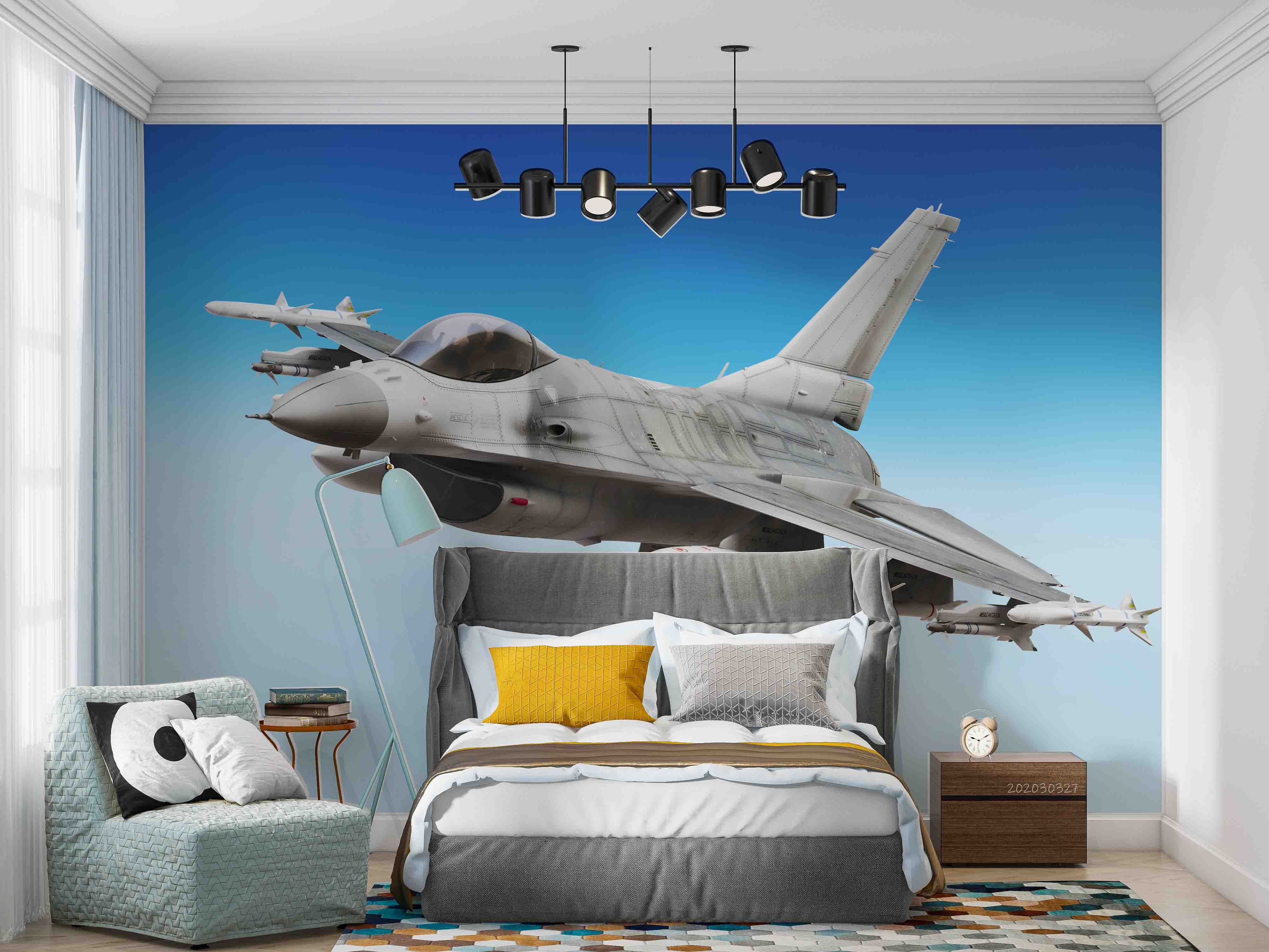 3D Military F16 Fighter Wall Mural Wallpaper GD 5469- Jess Art Decoration