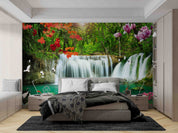 3D Waterfall Maple Leaf Magnolia Landscape Painting Wall Mural Wallpaper GD 5582- Jess Art Decoration