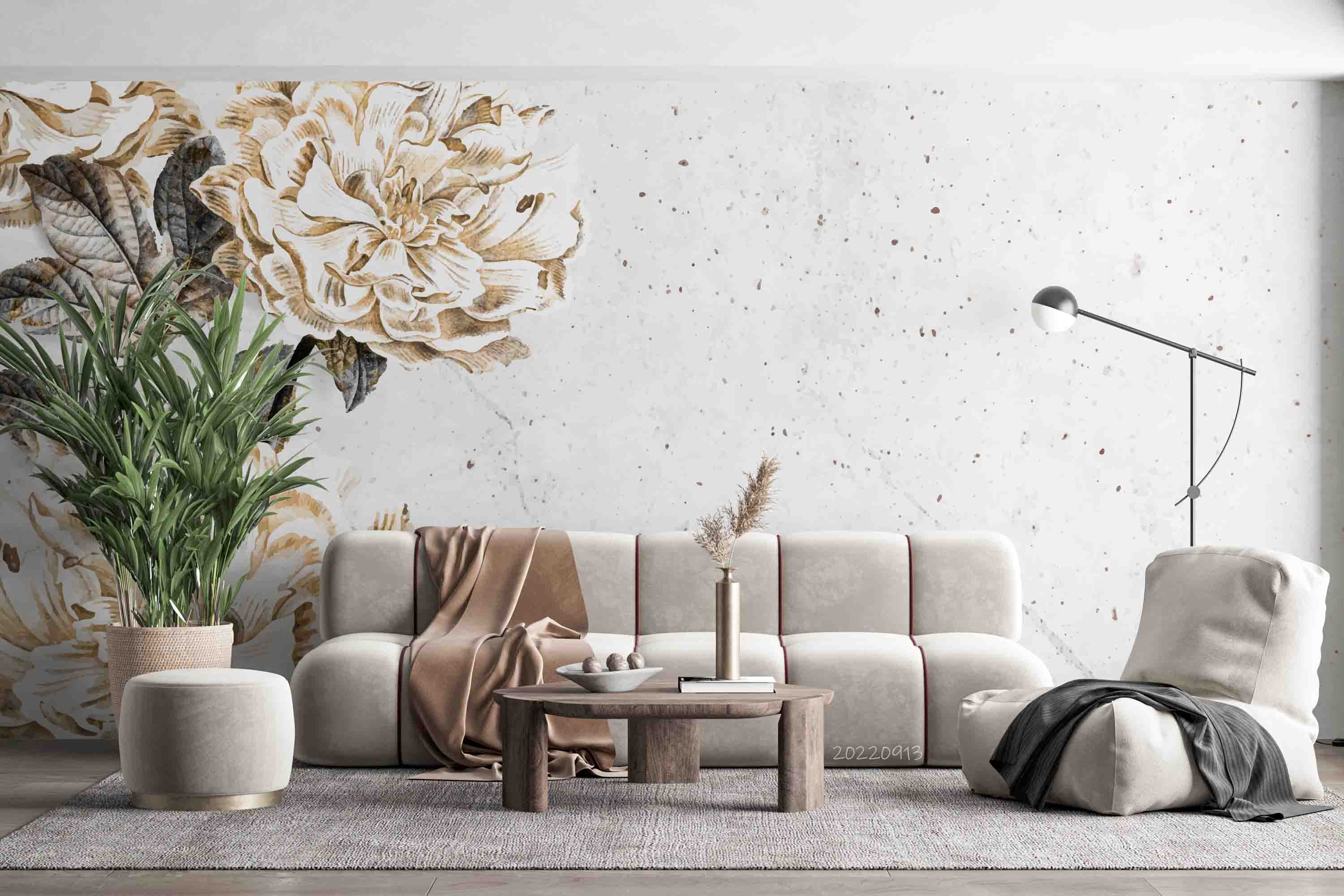 3D Peony Floral Frame Wall Mural Wallpaper GD 3563- Jess Art Decoration